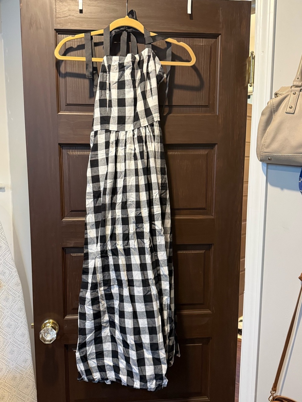 Tuckernuck Black and White Gingham Halter Maxi Dress
